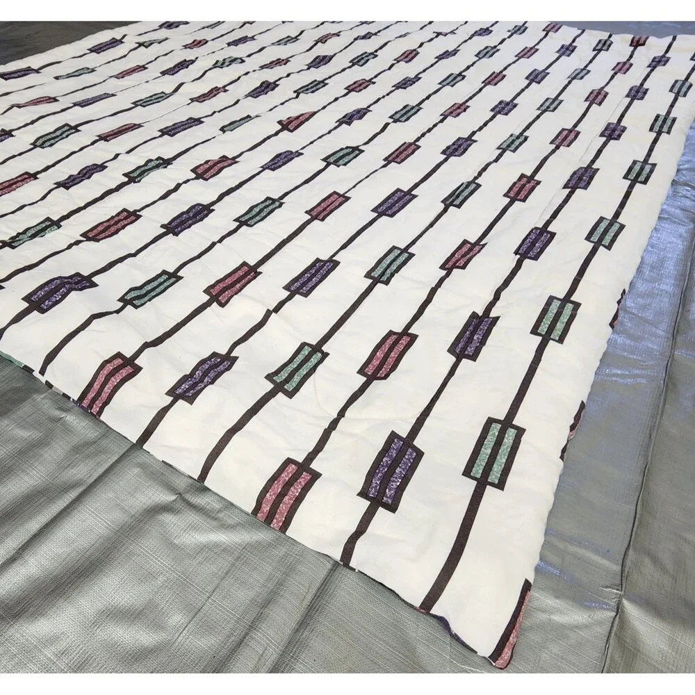 Twin Size Vintage Western Bedspread Chevron 1990s Cowboy Aztec Comforter Grandpa